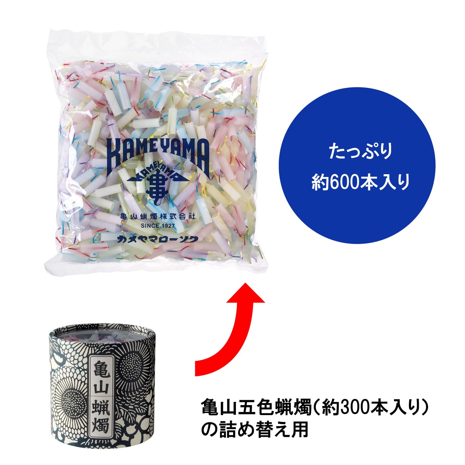 Amazon｜カメヤマ 10分ローソク 五色の芯糸 徳用袋入500g 約600本入 大