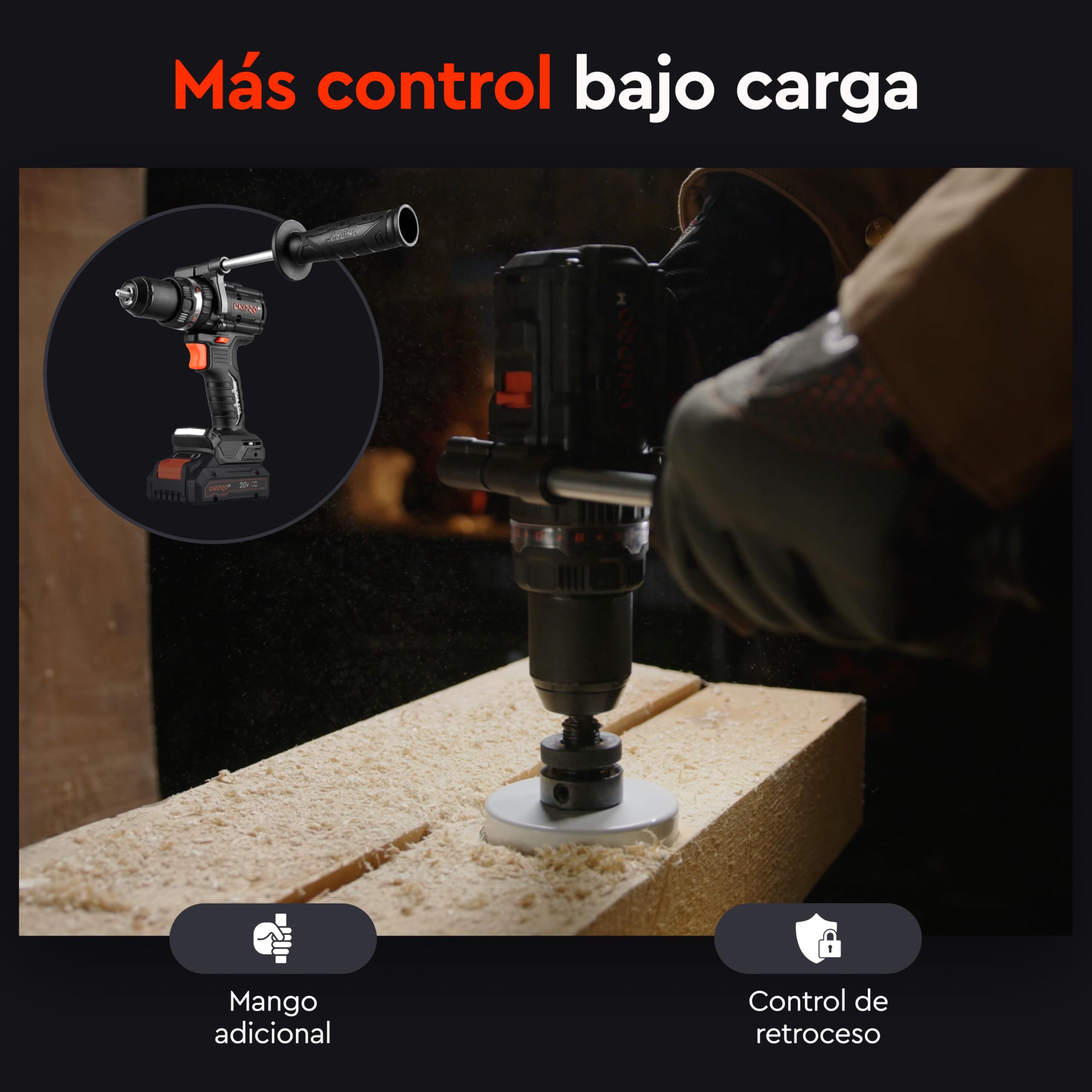 Taladro Atornillador a Batería 20V Sin Escobillas, 160 Nm, Portabrocas 13mm, Solo 1,1 kg - CD-202BC ULTRA + Batería 4.0Ah + Cargador + Maletin