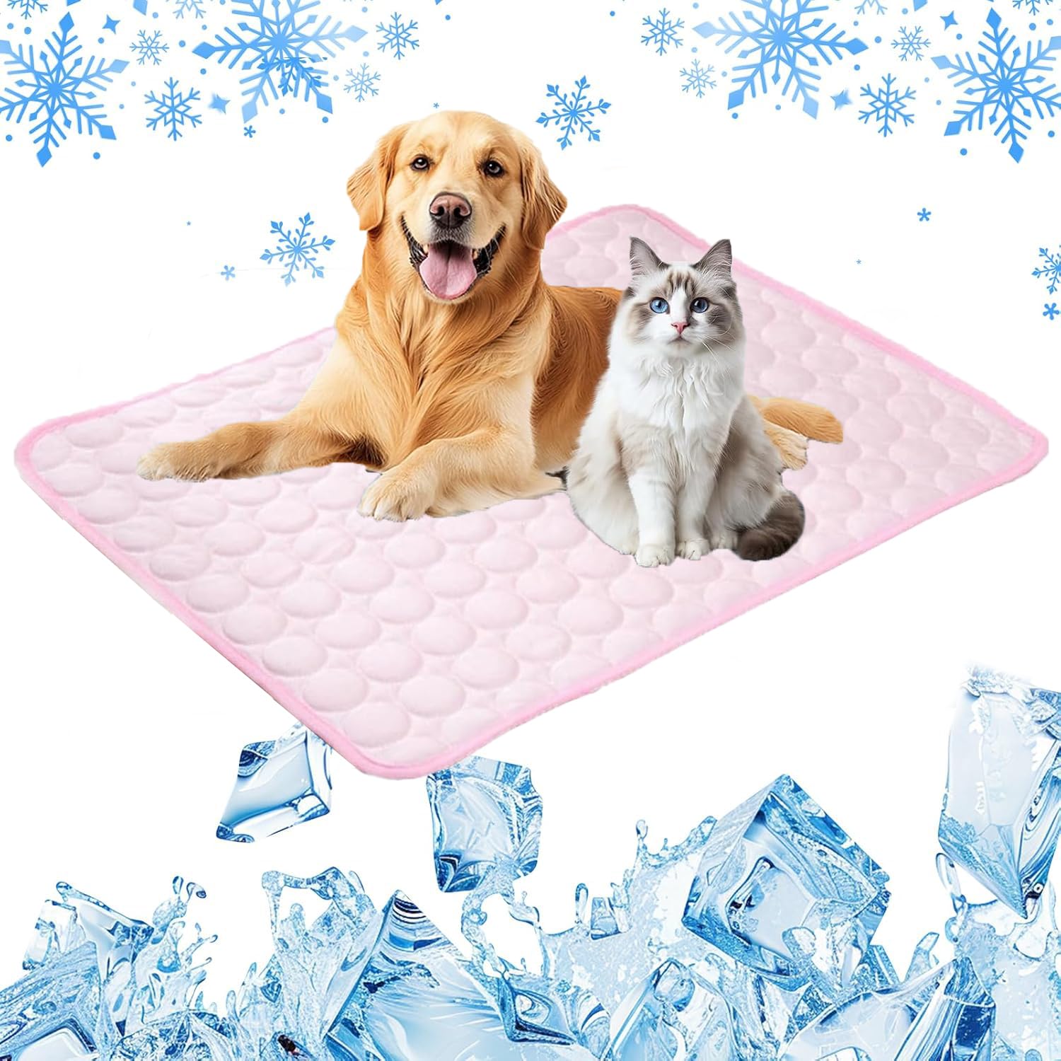 Pet Cooling Mat for Dogs & Cats - Cooling Mat Self Cool Pad for Dog and Cat, Washable Portable Pet Coolings Pad for Dogs & Cats Sleeping Mat for Home & Outdoor Car Seats (Pink, 50 * 40cm)