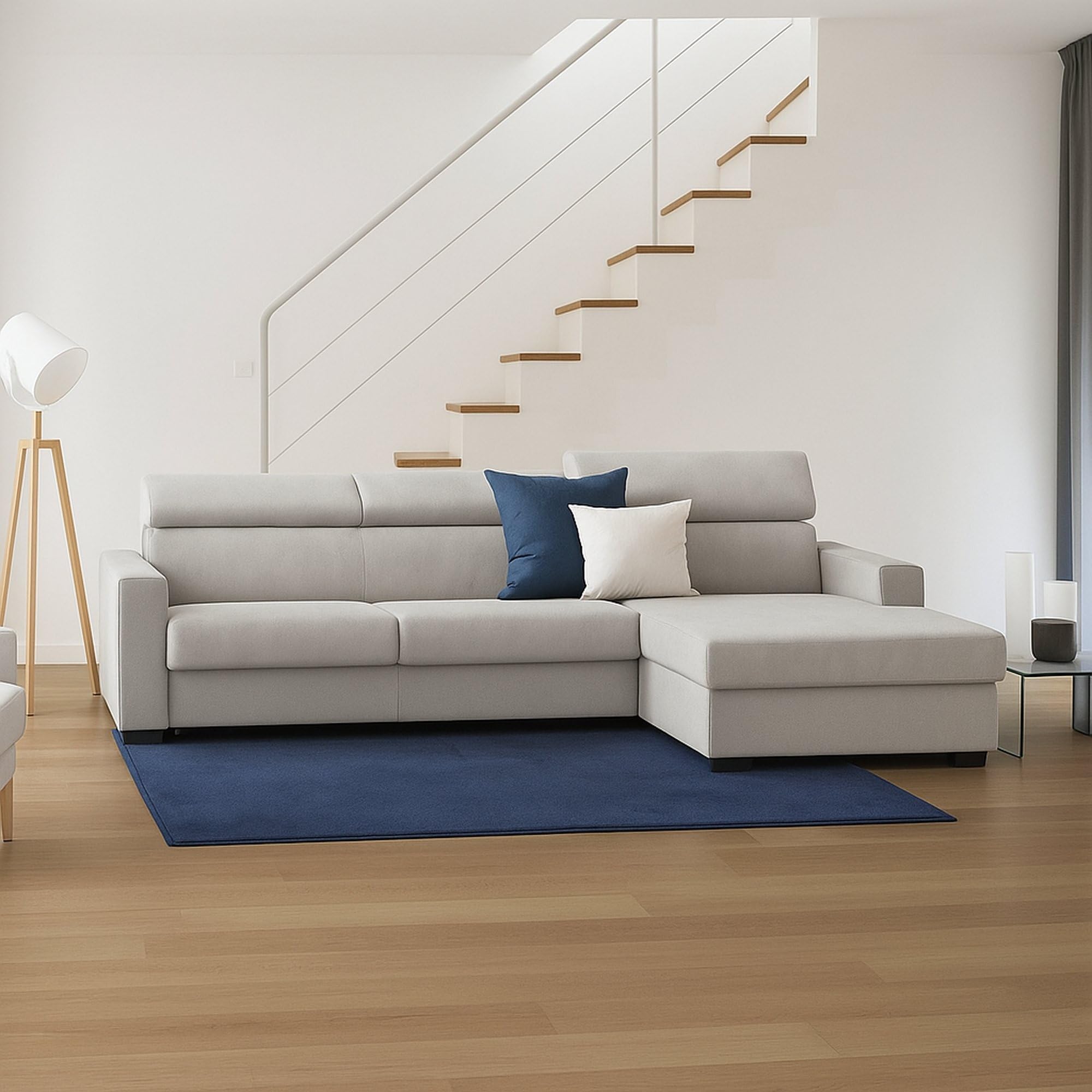 Talamo Italia - Canapé d'angle Mikaela, canapé d'angle avec méridienne droite en tissu, accoudoirs fins, 100% Made in Italy, 280x95h85 cm, Gris