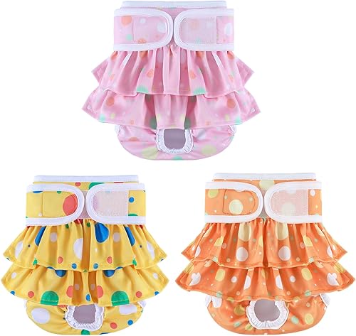Pañales lavables para perras, paquete de 3 pañales reutilizables de alta calidad, altamente absorbentes, flexibles, duraderos a prueba de fugas,