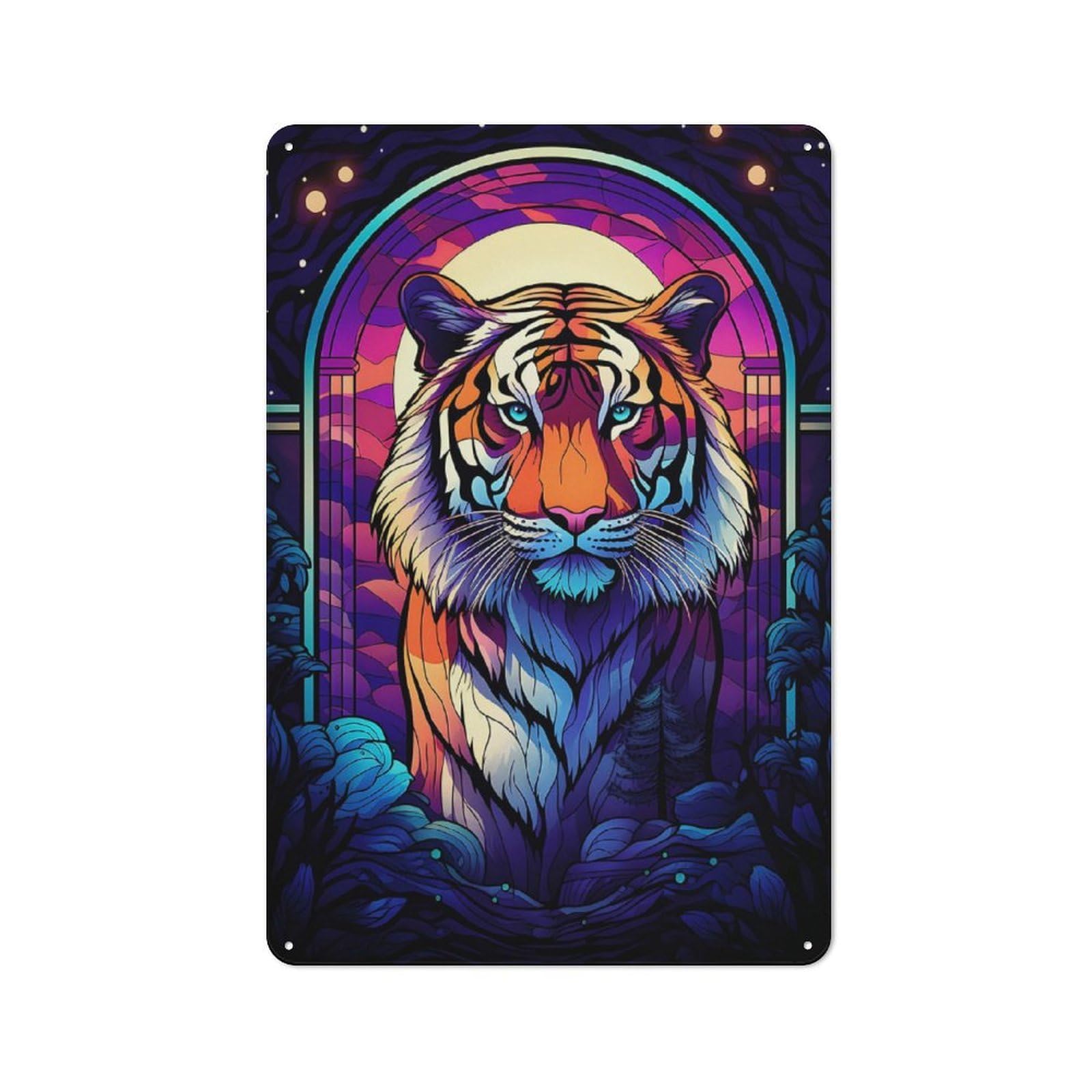 Junmoney Fantastic Tiger The Wild Tin Wall Plaque 30X20cm With For Guest Room Or Hallway, For Hallway Wall Decor Fans