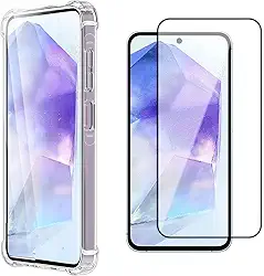Kit Capa Capinha Para Samsung Galaxy A55 Case Air Anti Impacto Transparente + Pel�cula De Vidro Temperado 3d Full Cover (Transparente + Vidro 3d)