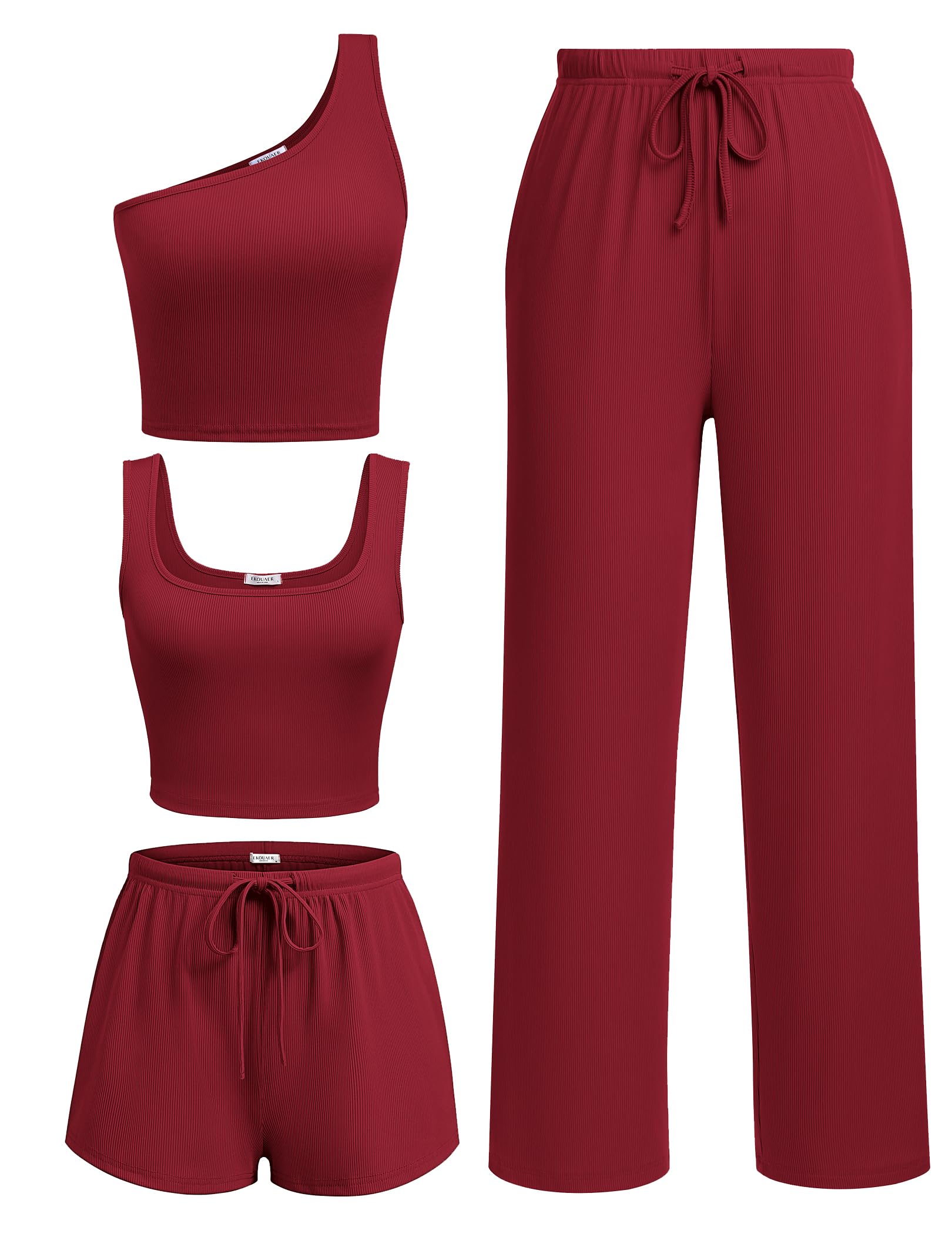 Ekouaer 4 Piece Sets for Women Casual Lounge Sets Summer Vacation Outfits