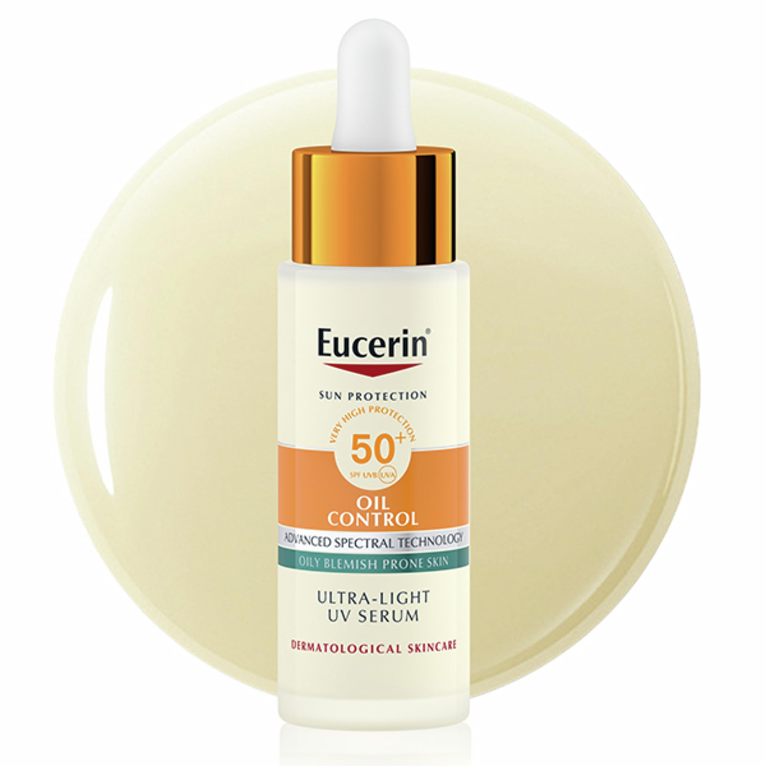 Eucerin Sun Oil Control Daily UV Serum SPF 50+ 30ml, Ultra-Light Daily UV Face Serum, Dry-Touch Face Sunscreen for Oily and Acne Prone Skin, Invisible Finish and Fragrance-Free