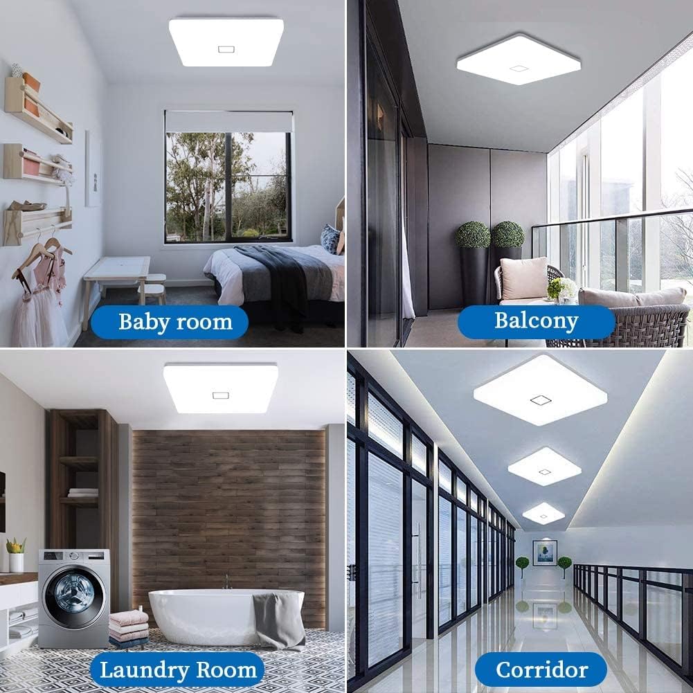 Airand 5000K LED Ceiling Light Flush Mount Ceiling Lamps 18W LED Ceiling Light Fixture,10.6 inch Square LED Light Fixture for Home & Office, Hallway with 180pcs LED Chips, 1800LM, 80Ra+ (Daylight)