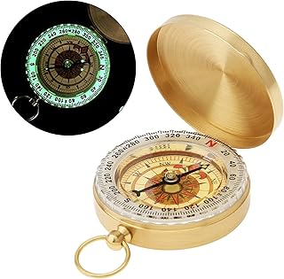 Tobefore Military Compass Metal Army Sighting Compass Mini Portable Copper Waterproof Luminous Navigation Multifunctional Retro Flip Compass with Inclinometer for Hiking, Camping Outdoor Riding Tool