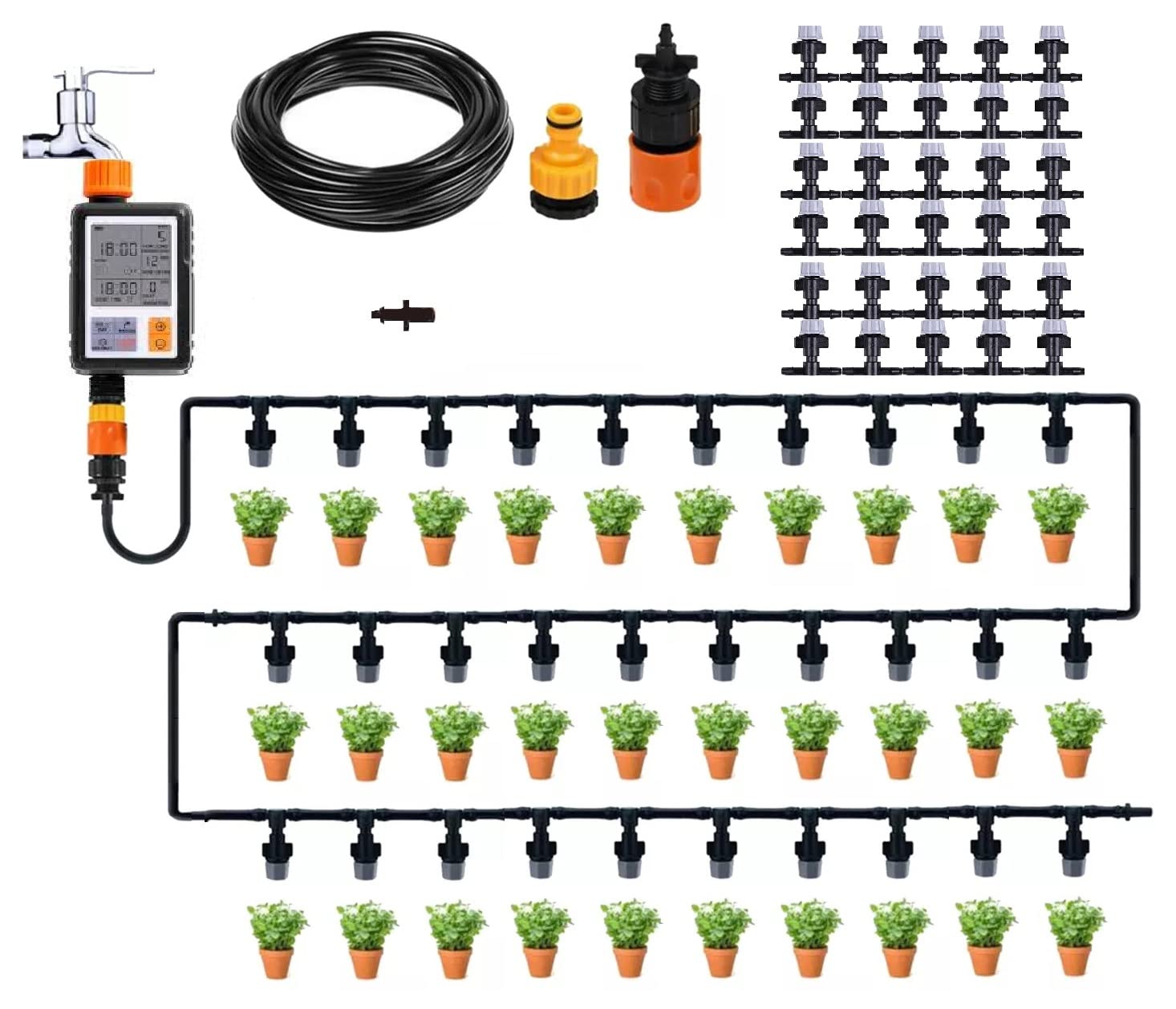 See full amazon price history chart for JERN® Automatic Home/Garden Plant Watering system with Sprinkler, tubes and Water Timer Digital Programmable (Digital Timer with 30 meter tube and 30 Nozzles) JERN® Automatic Home/Garden Plant Watering system with Sprinkler, tubes and Water Timer Digital Programmable (Digital Timer with 30 meter tube and 30 Nozzles) (B0B82PCXLX) Amazon Price History, Amazon Price Tracker