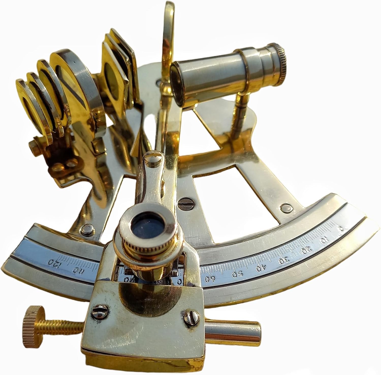 Solid Brass Marine Sextant Astrolabe Antique Brass Ship Navigation Instrument