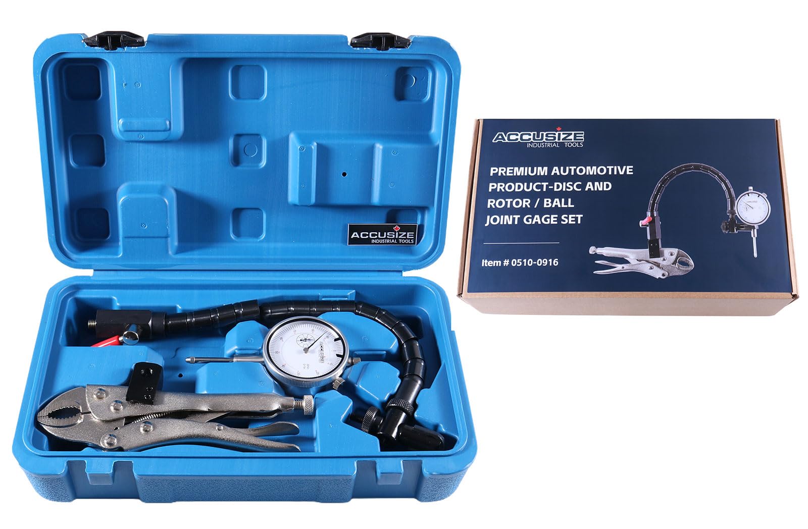 - Accusize Industrial Tools Premium Disc and Rotor/Ball Joint Gage, 1'' by 0.001'' Indicator and 360 Deg Flexible Stem Holder, Automotive Product