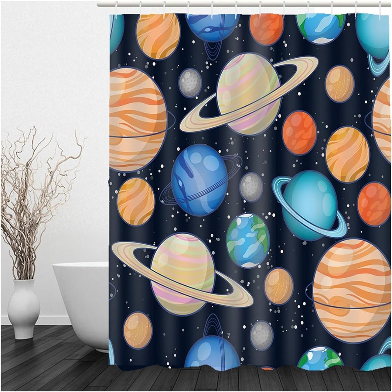 Banemi Bathroom Farmhouse Shower Curtain, Camping Shower Curtain for Camper Colorful Asteroid Polyester 90X180cm Bath Curtain,Fall Shower Curtain