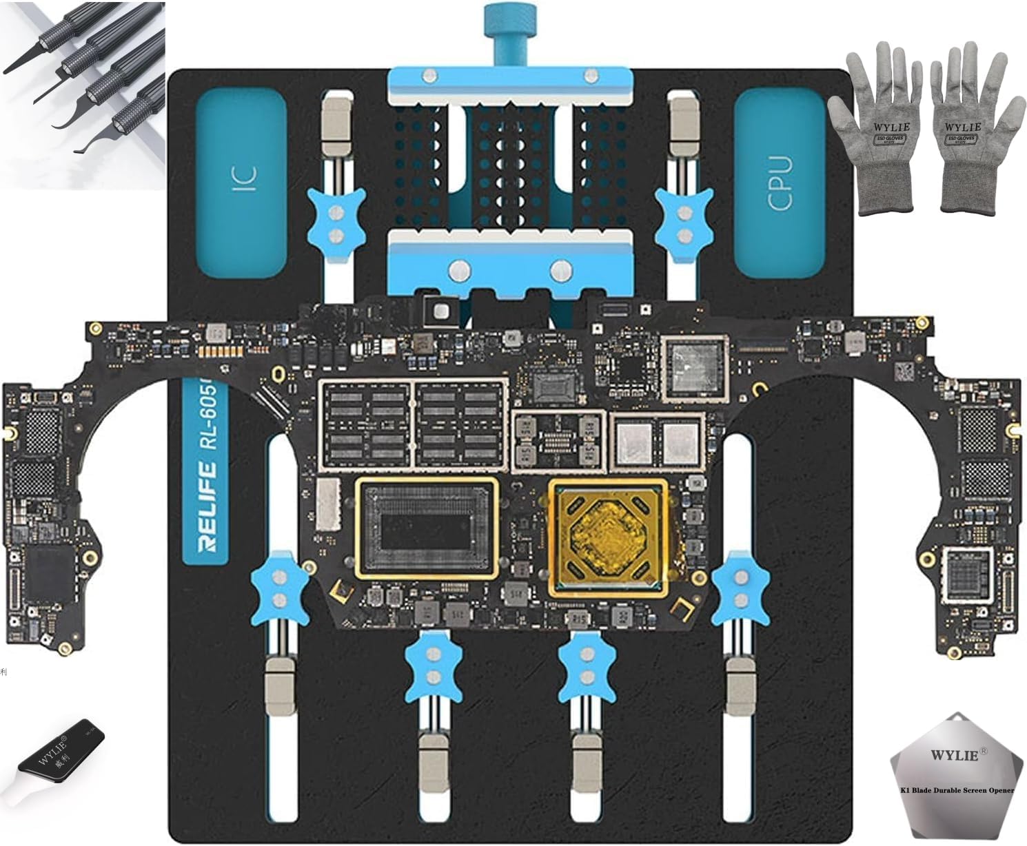 Relife RL-605 Pro Laptop Motherboard Repair Fixture WYLIE 5 in 1 Phone Repair Tool Kit Sets