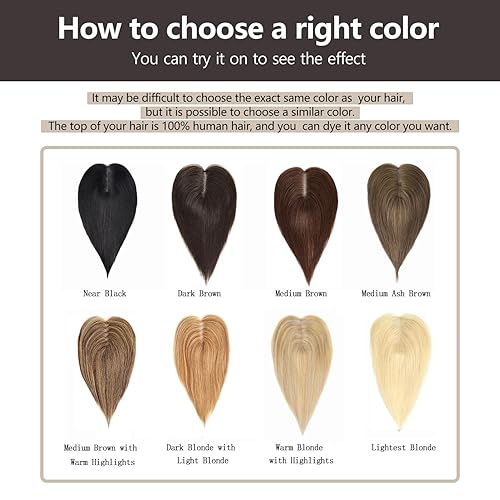 Miniatura 6 de Toppers de cabello humano real para mujer, piezas de cabello para mujeres con cabello fino (1016#)