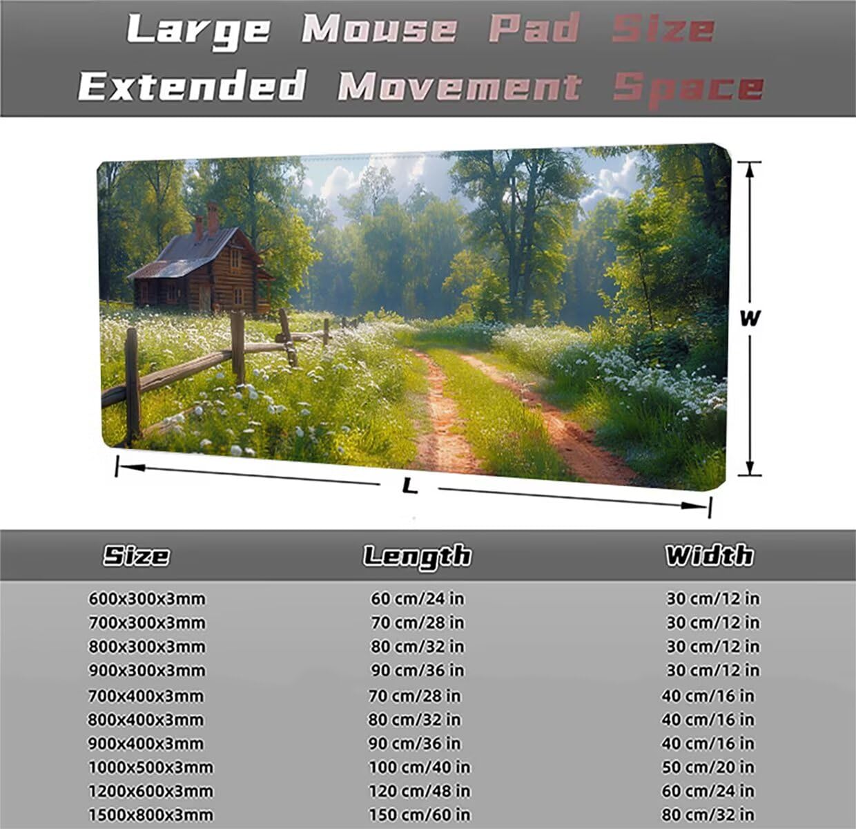 Podkładka pod mysz do gier, 1200 x 600 x 3 mm XXL Podkładka pod mysz do gier duża, antypoślizgowa wodoodporna rozszerzona długa podkładka pod mysz do klawiatury akcesoria biurowe dla gracza komputer