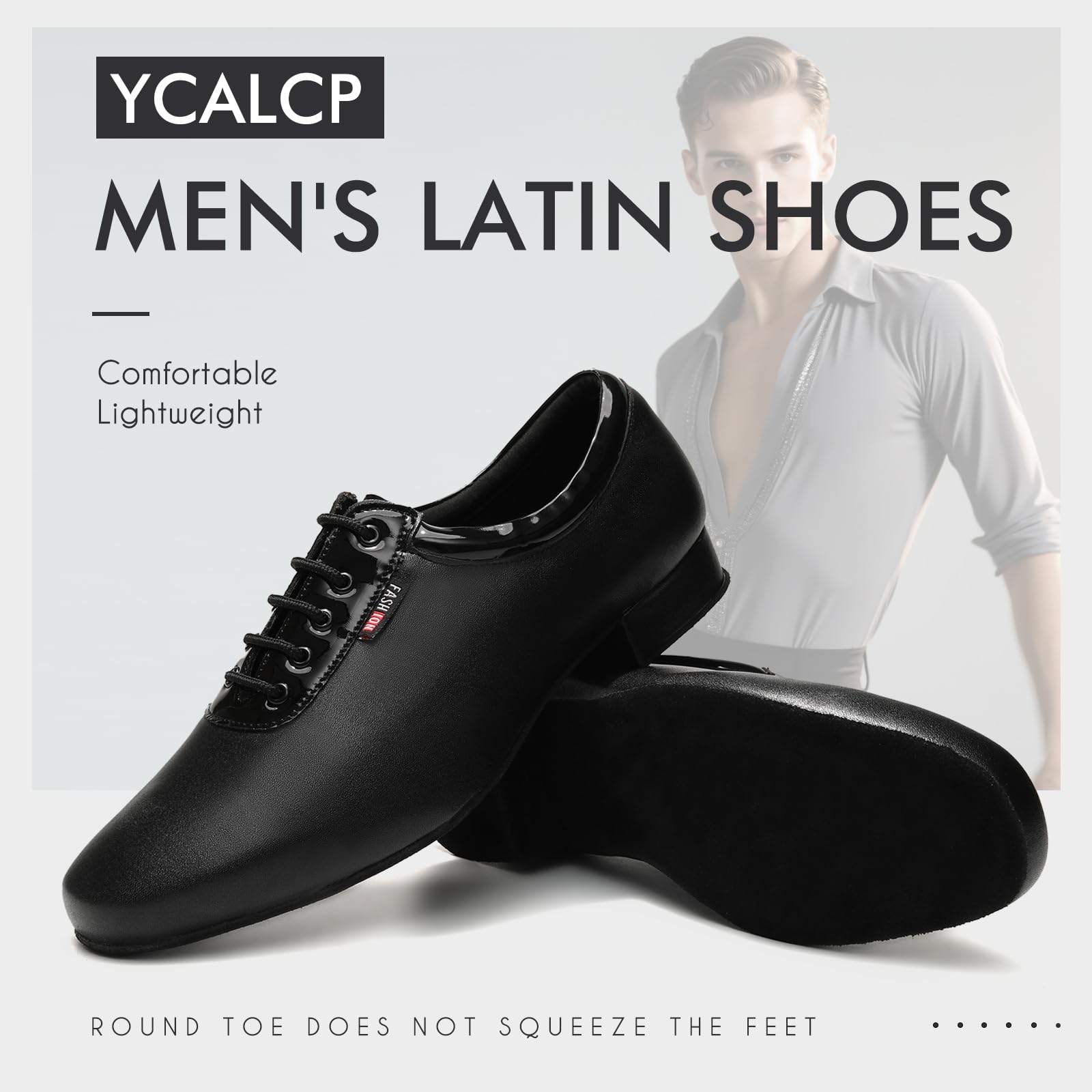 Zapatos de Baile Latino Hombre Negro Cordones Salsa Salón Tacon Bajo