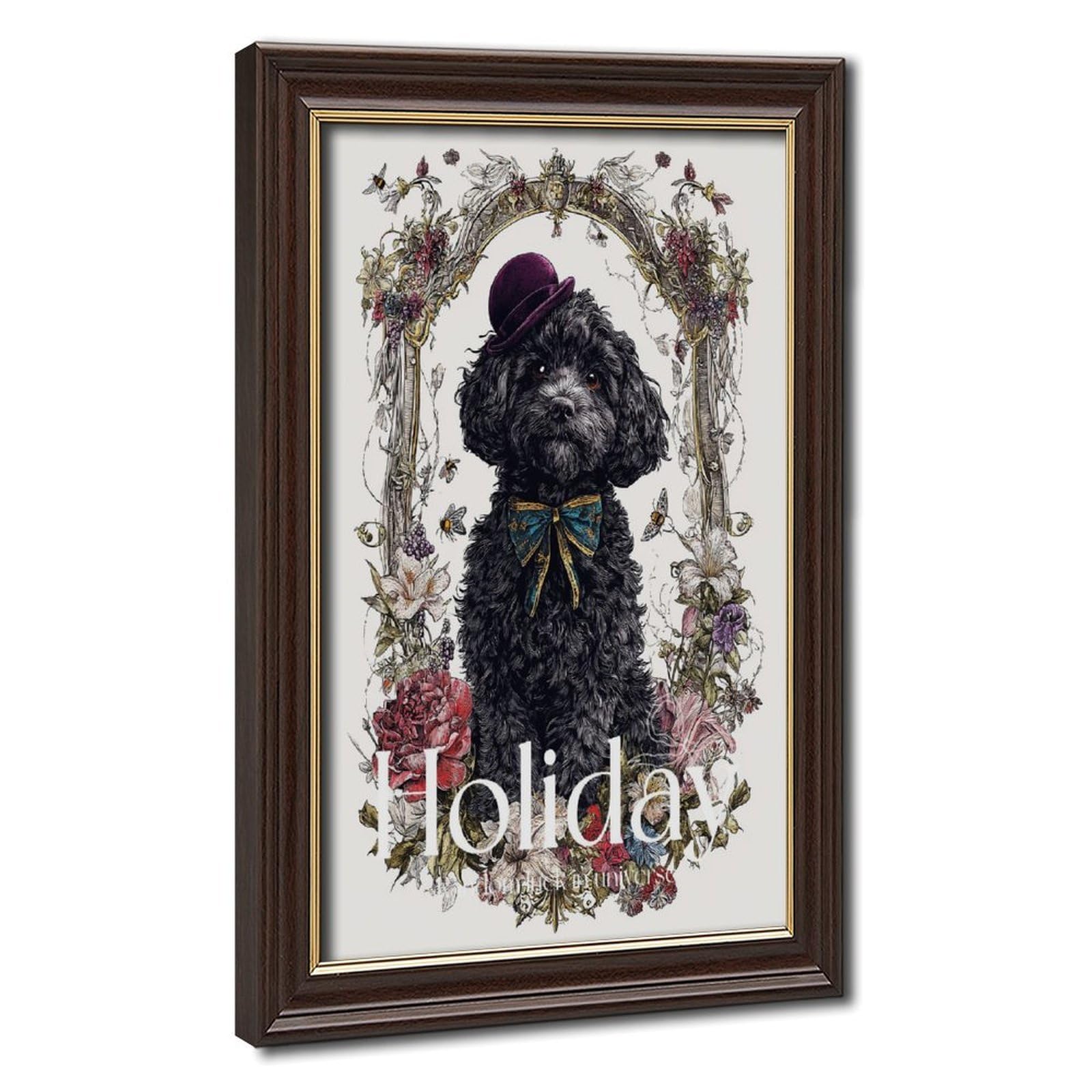 Bareronor Mokume Gane Frame-Style Christmas Dog Canvas Poster For Office Decor Gift