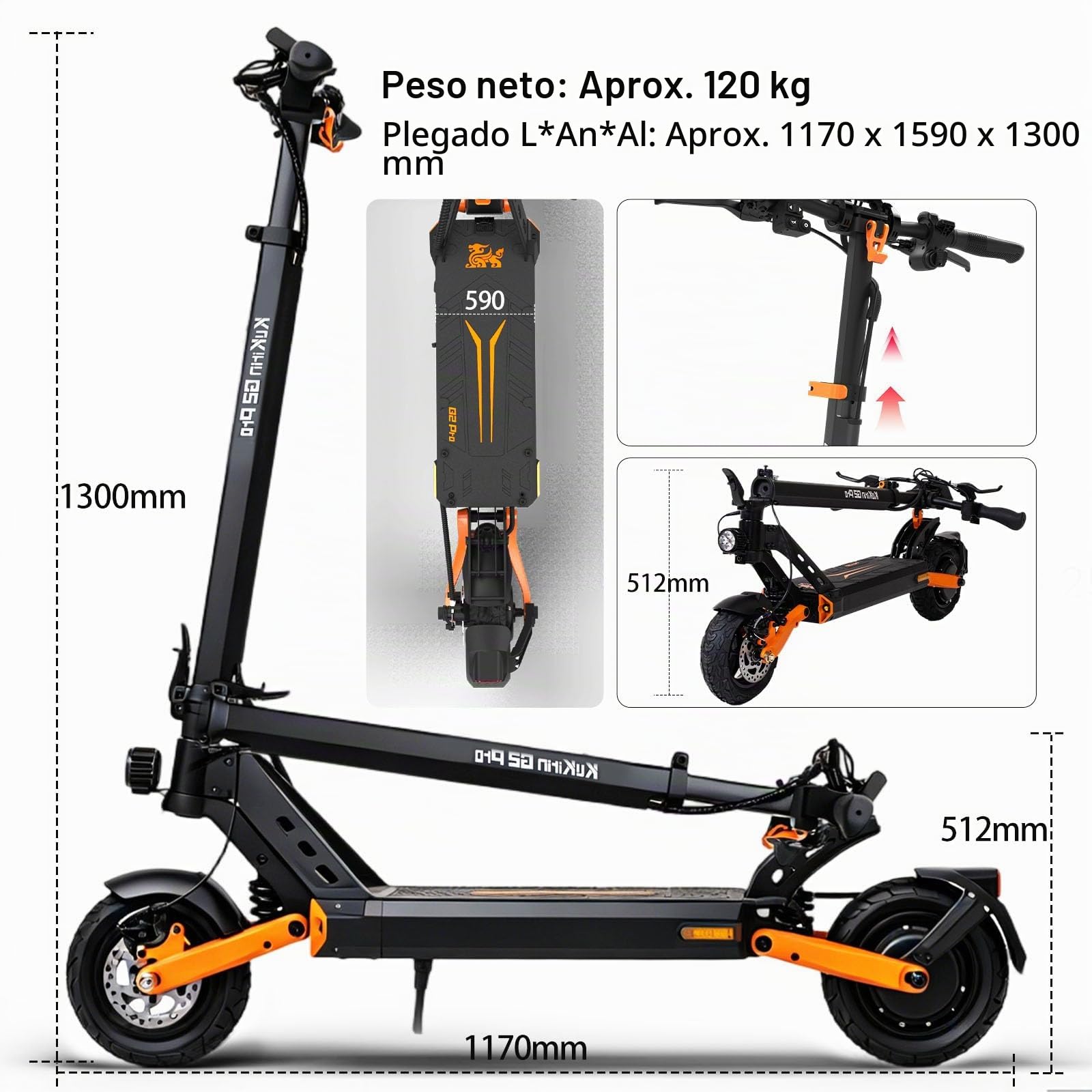 Patinete Eléctrico Adultos Homologado DGT 68km Autonomía Patin Electrico | Patinete eléctrico todoterreno Batería 48V 15.6Ah, Doble Freno, 9" Tubeless ,Sistema de Doble suspensión IP54,Carga 120KG