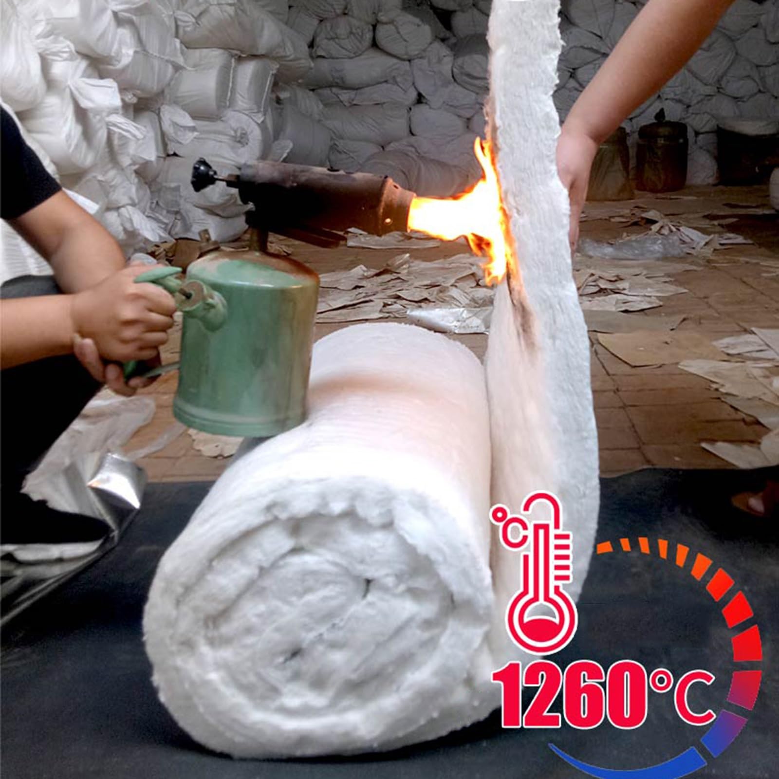 Aislamiento De Fibra Cerámica, Manta Aislante Ignífuga, Regulación De Temperatura, Resistencia Al Calor. Ideal Para Hornos, Soldadura. Protección Contra El Fuego Hasta 2400F(10MM)