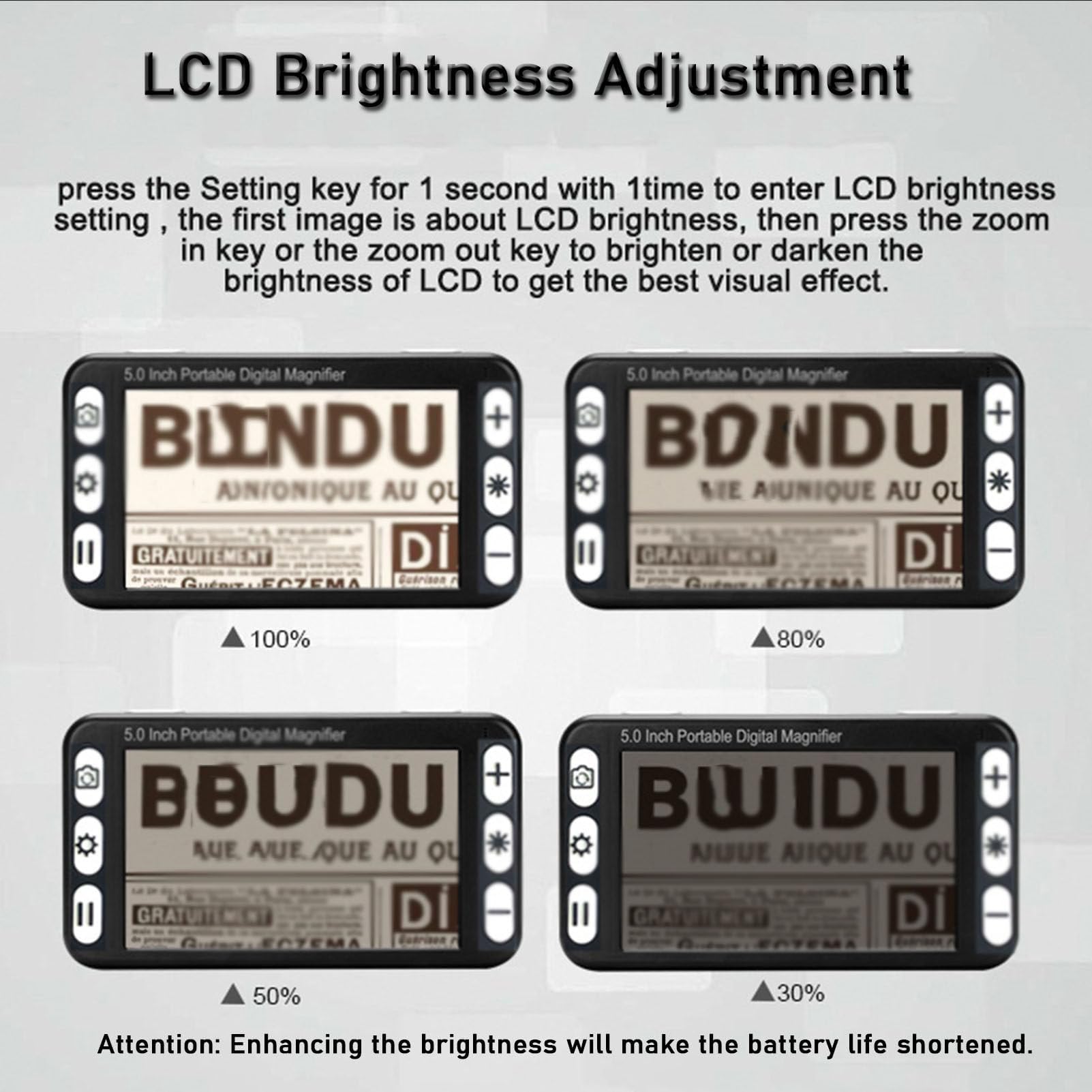 Loupe vidéo numérique portable, aide à la lecture électronique de 5 pouces, sortie AV vers TV avec grossissement de 2x à 48x, 26 modes de couleur, pour les personnes âgées et les malvoyants (noir).