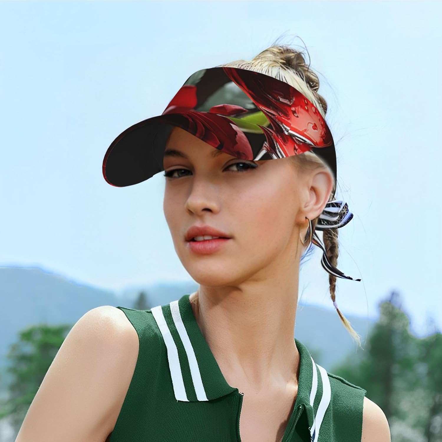 Sport Sun Visor Hats Red Rose Wine Glass and Candle Adjustable Empty Top Baseball Cap for Women Men Sun Protection Cap Hats