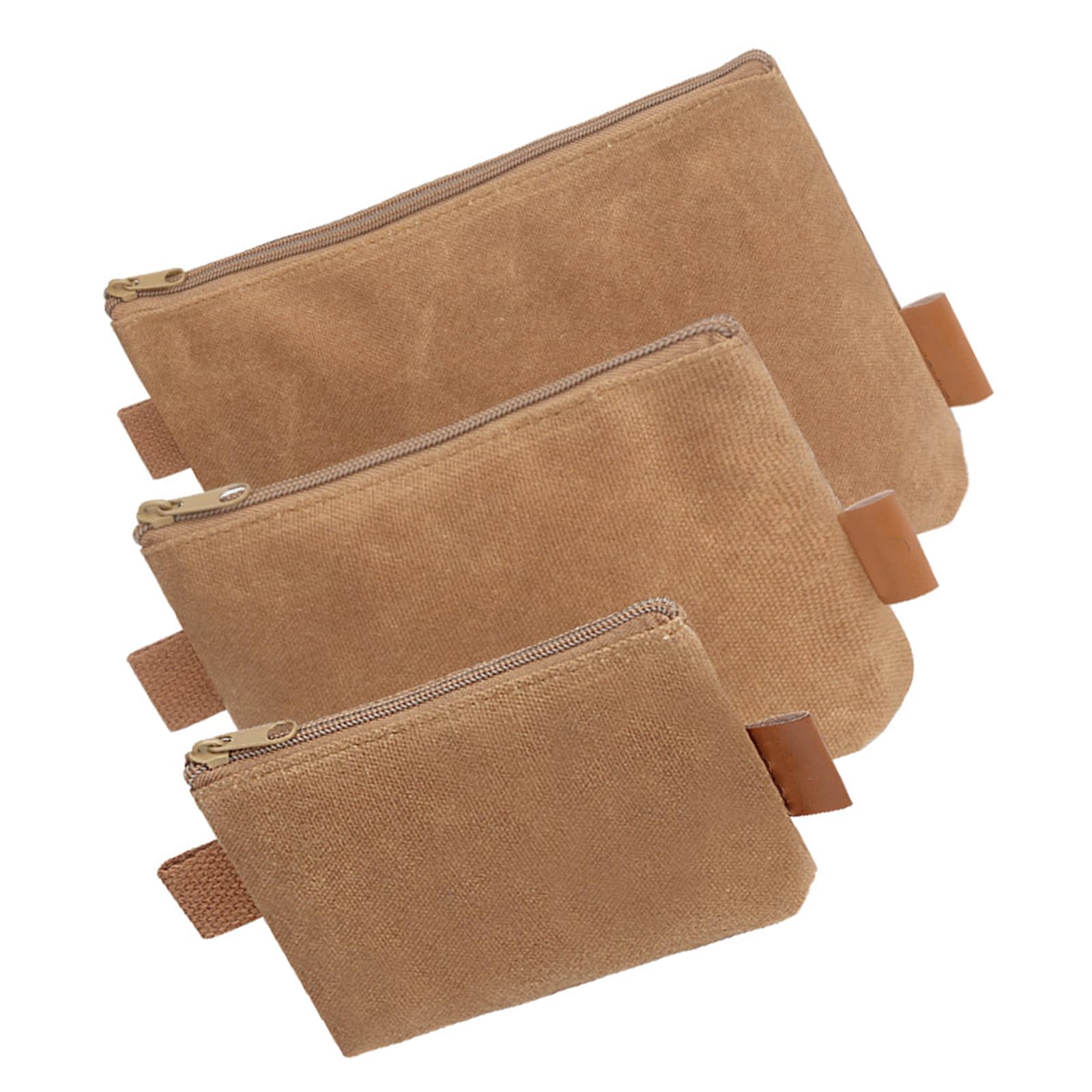 3 Piece Tool Bag Set Multipurpose Waxed Canvas Zippered Tool Pouches Storage Organizers for Hardware Storage Solution Bag Set