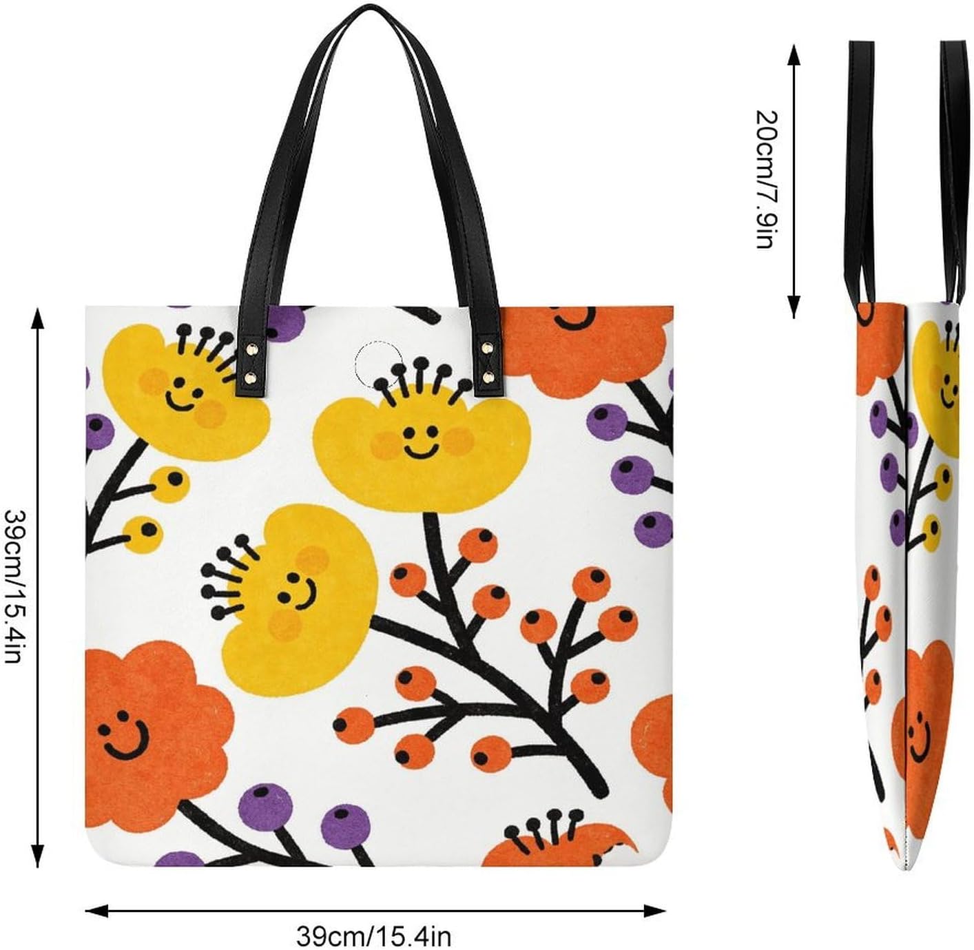 Flower Branch Pattern Cute Tote Bag with Magnetic Buckle Reusable Grocery Bags Lightweight Cross Body Handbag for Daily Essentials
