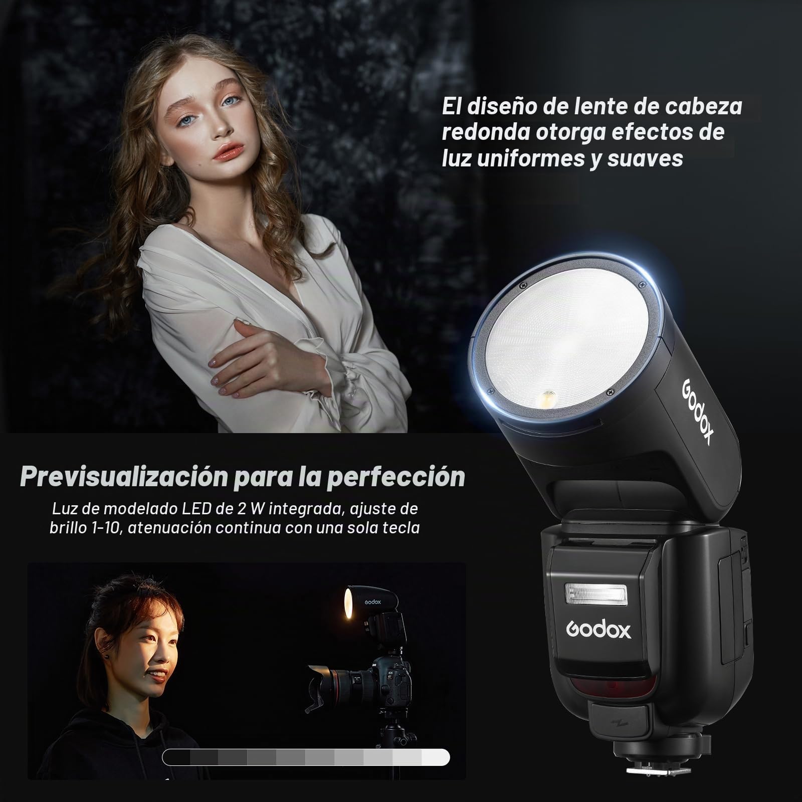 Godox V1PRO-S V1Pro S Cabeza Redonda Flash de Cámara TTL Speedlite 2.4G Inalámbrico TTL Speedlight Strobe,76Ws HSS 1/8000s con Batería Li-Ion para Cámaras Sony