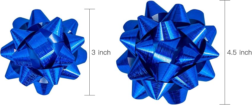 WRAPAHOLIC Blue Gift Bow Assortment (24 Bows) for Birthday, Wedding, Christmas, Baby Shower, Bridal Showers