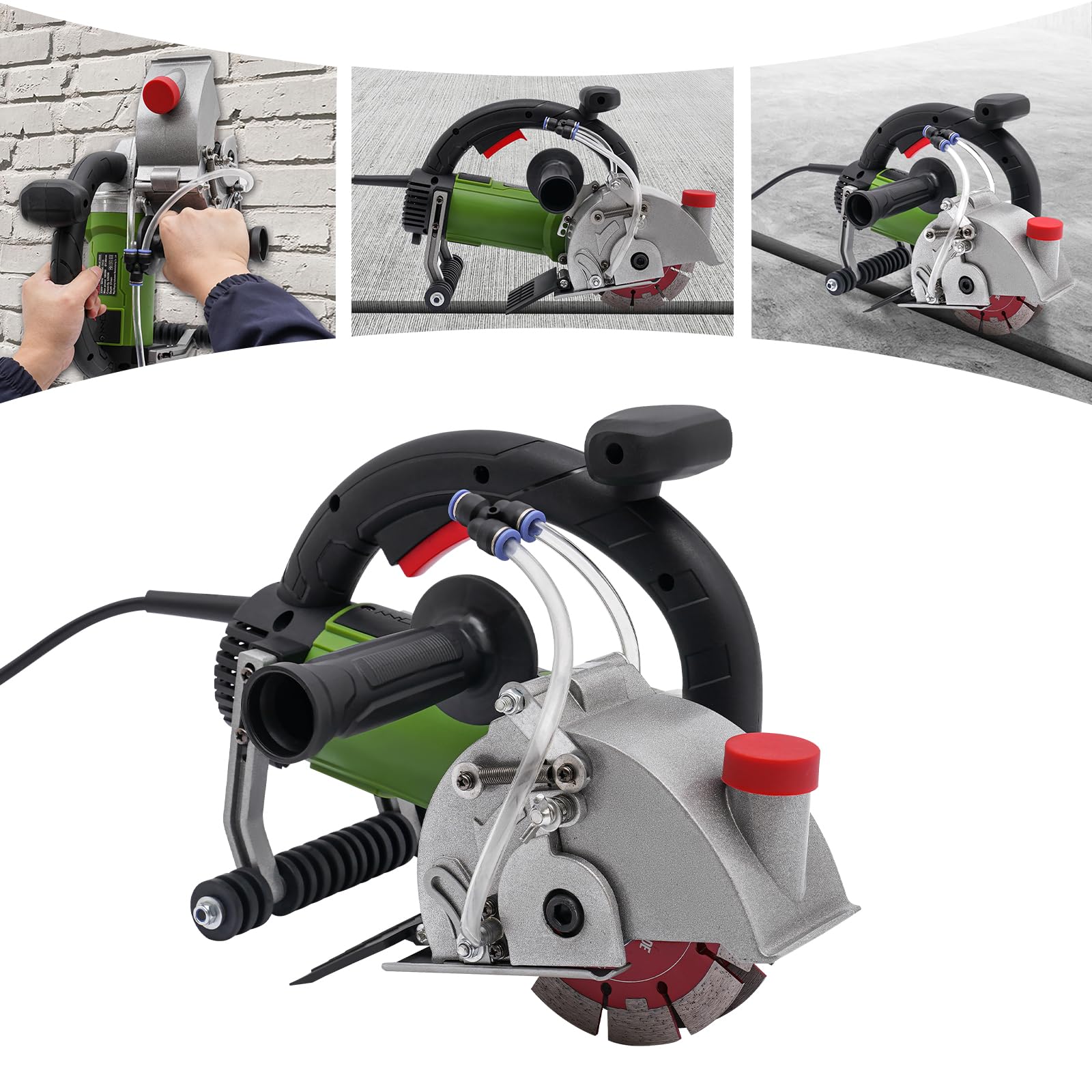 Máquina ranuradora eléctrica de pared 1800 W, cortador de ladrillos y granito, máquina de corte industrial, profundidad de corte hasta 37 mm, ancho máximo de ranura de 50 mm