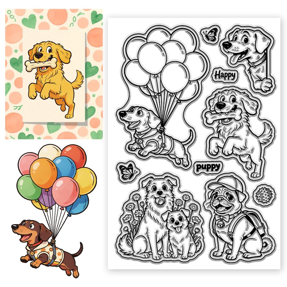 CONCHLERY Shiba Inu's Cute Daily Life Pattern Clear Silicone Stamps Transparent Craft Stamps, for DIY Scrapbooking Card Making Paper Craft Decor 6.3x4.3 Inch