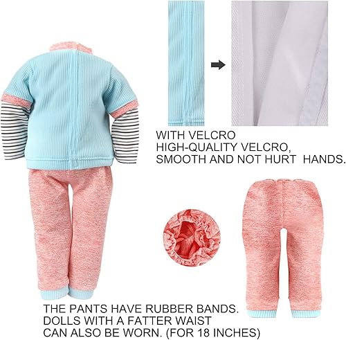 Miniatura 3 de Juego de ropa de muñeca de niño de 18 pulgadas de 3 piezas, trajes y accesorios para niños, regalo de cumpleaños