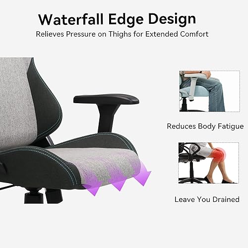 Miniatura 8 de Silla para juegos con reposabrazos ajustables 4D, reclinable de 155 y capacidad de 320 libras, silla ergonómica de computadora de respaldo alto