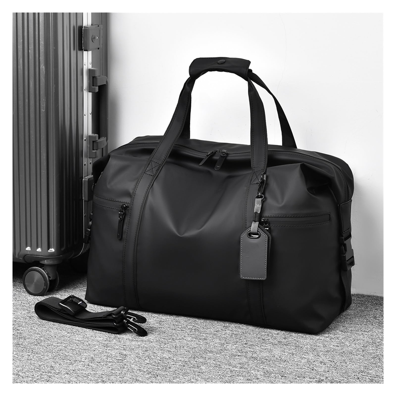 Generico Borsa da palestra uomo - Borsone nero con tracolla regolabile, compatibile for gli amanti dei viaggi e dello sport, attrezzatura for il fitness