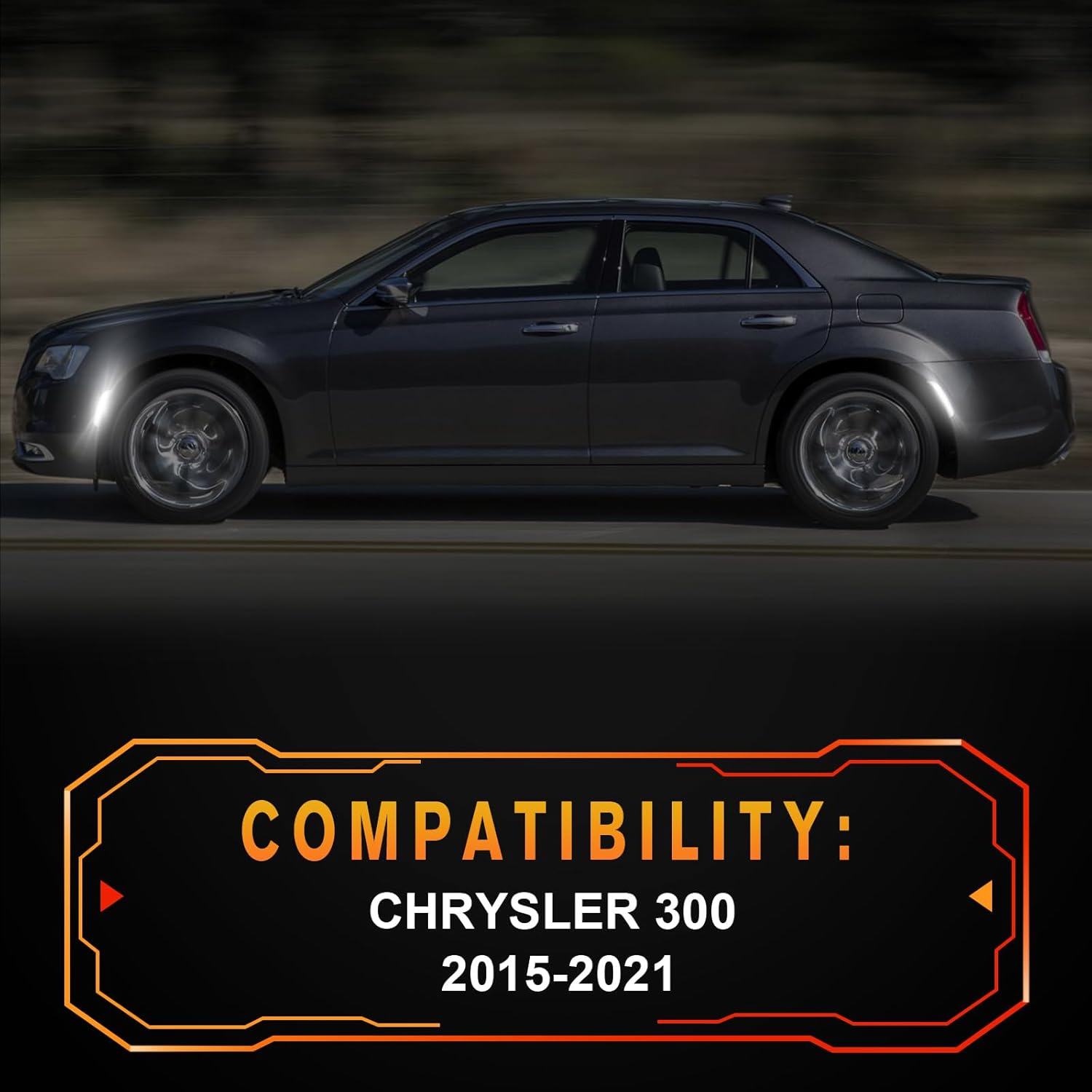LED Side Marker Lights Compatible with 2015-2021 Chrysler 300 XStyle Light Beam [Patent Pending], Front Rear Bumper Marker Lamps, All White Light, Clear Lens 4pcs Spirit Snake Series