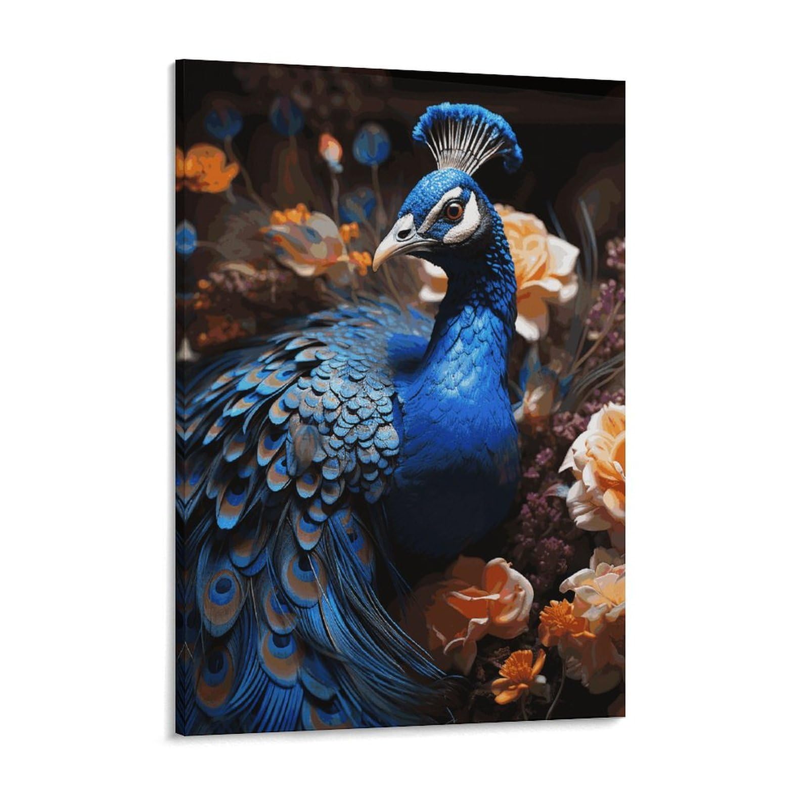 NTVOWPZO Blue Peacock Canvas Wall Art for Bedroom 18x24inch Canvas Prints Artwork for Walls Modern Picture Artwork Painting for Living Room Aesthetic Wall Paintings for Bathroom Kitchen Office Decor
