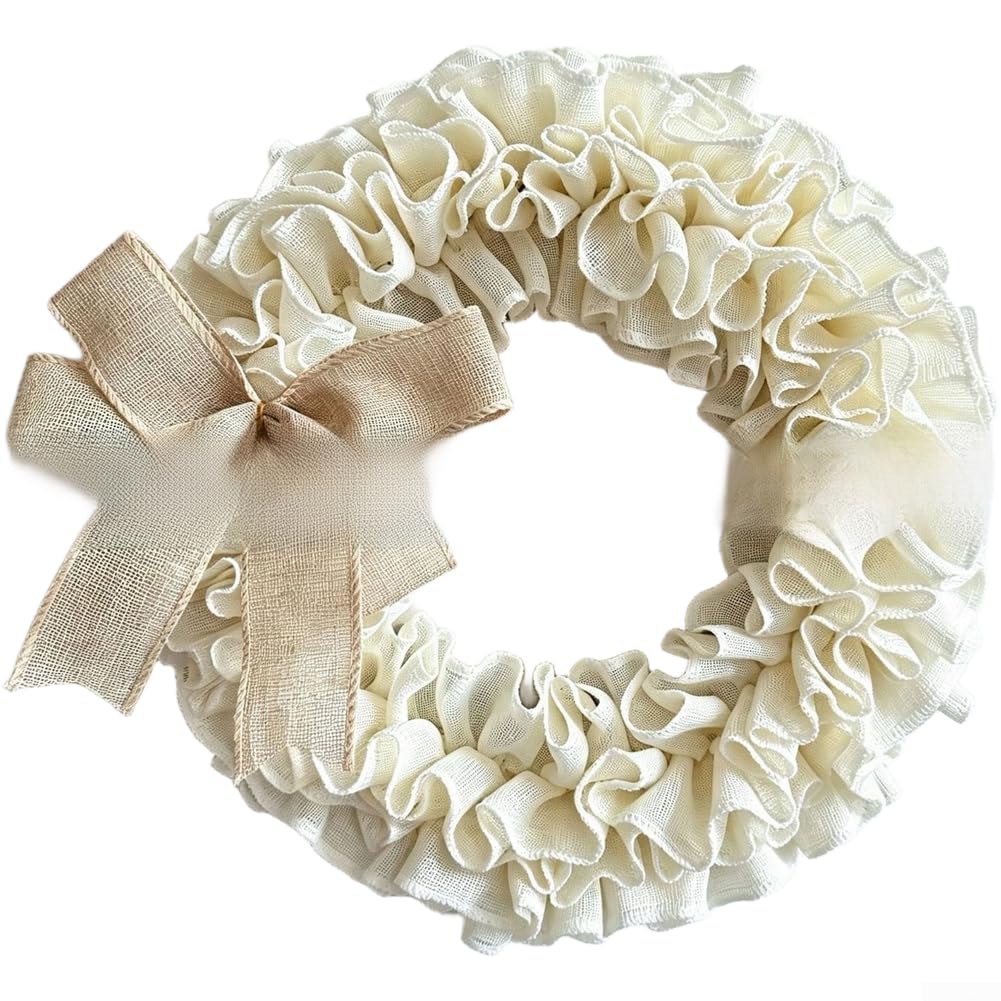 Couronne de papillons en toile de jute 40 cm Blanc