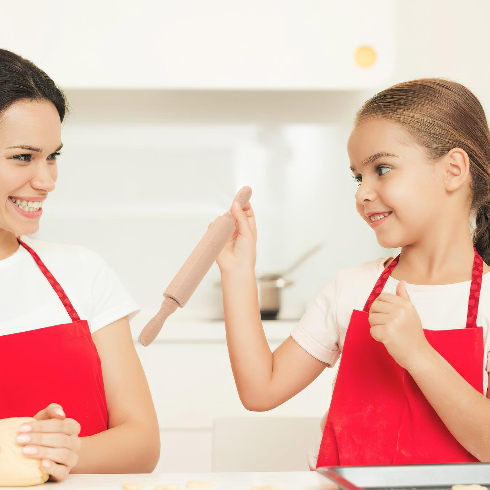 DOITOOL 8 Rodillos de Madera Mini para Hornear, Ideales para Niños en Manualidades y Repostería, Fáciles de Limpiar