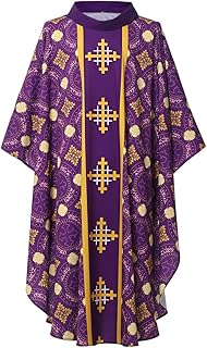 Unisex Church Vestments Priest Clergy Chasuble Catholic Mass Costume Robe