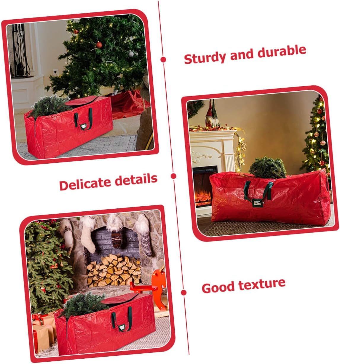 KALLORY Christmas Tree Storage Bag Waterproof Zippered Storage Container with Carry Handles 165x38x76 Cm Dustproof Protective Bag for Artificial Holiday Tree Organization