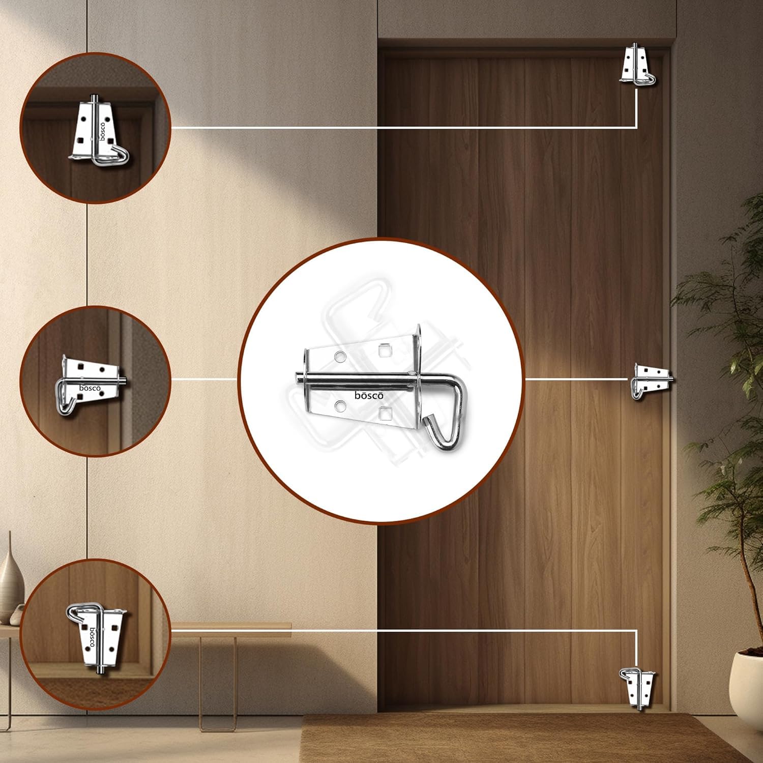 BOSCO® Locking Bolt Set of 2 | Heavy Duty Tower Bolt Latch Lock for Door, Window, Bathroom, Kitchen, Home & Office | MS Chrome Finish | Easy to Install | Premium Door Fittings — Amazon image 8