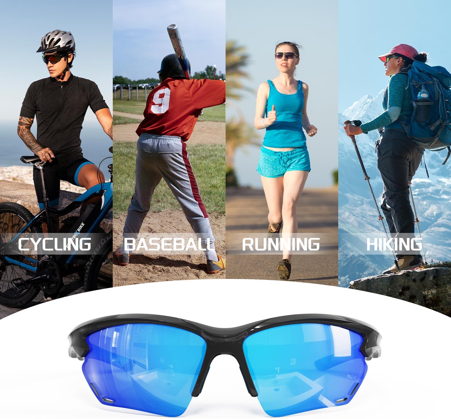 Polarized Sports Sunglasses for Men Women, Idea for Baseball Softball Cycling Fishing Running Golf Glasses TR90 Frame - Image 5