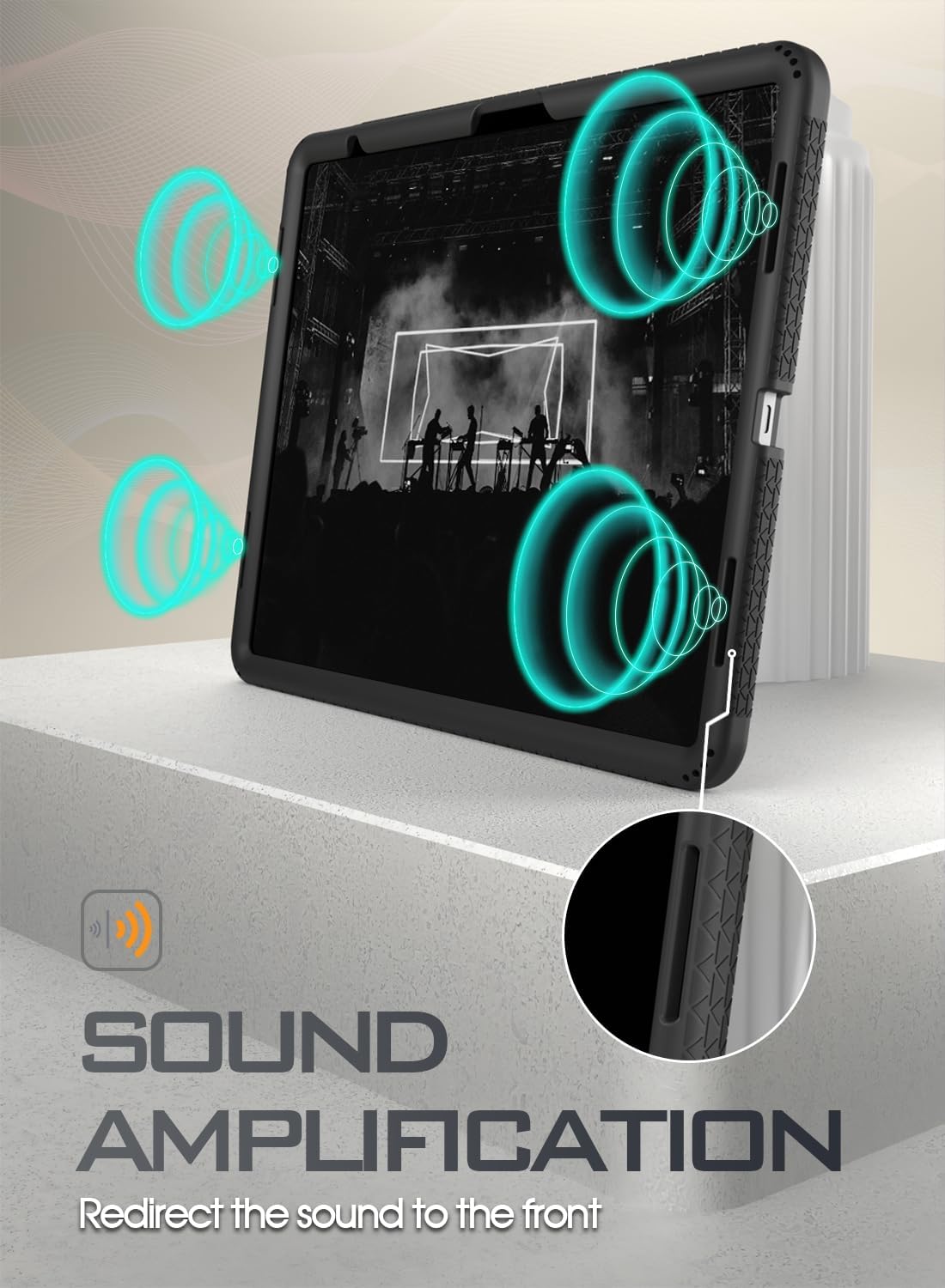 Poetic TurtleSkin Series Designed for iPad Air 13 (2025/2024) Case, Heavy Duty Shockproof Kids Friendly Silicone Protection Cover, Black - Image 3