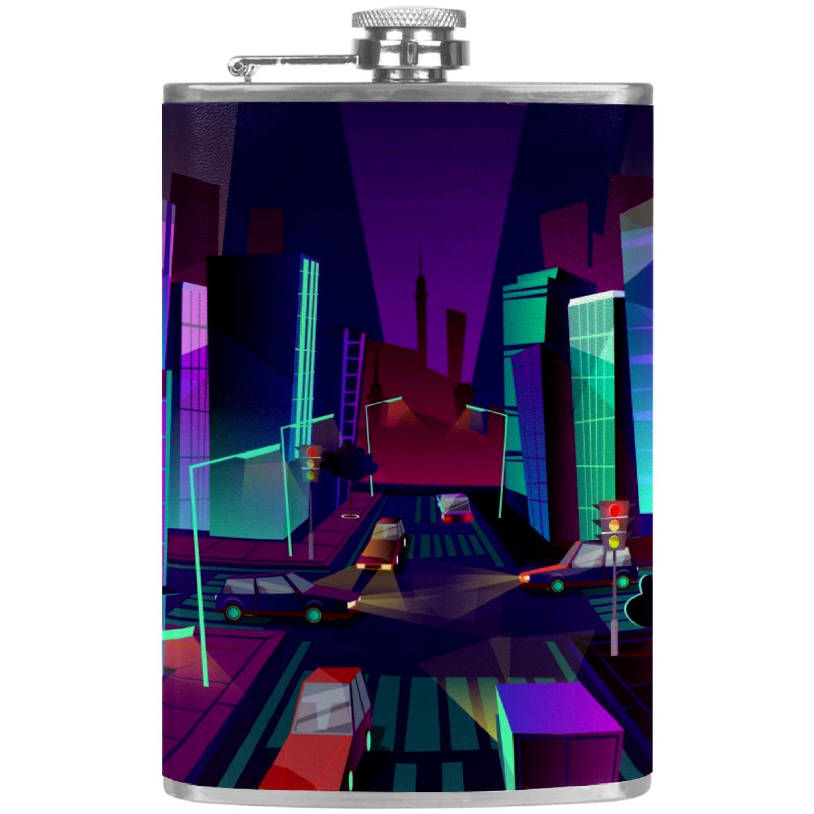 Flasque à whisky de poche avec entonnoir en cuir violet, idée cadeau originale pour buveurs