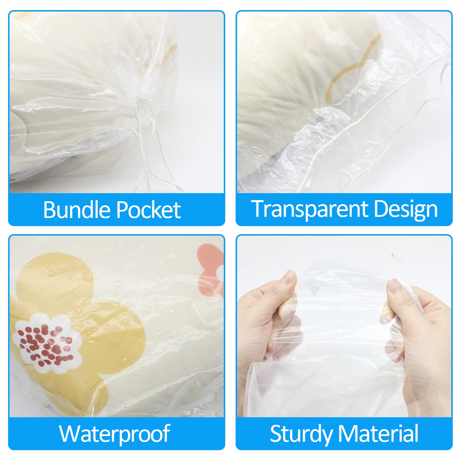 Paquete de 100 bolsas transparentes para zapatos de viaje de 18 x 24 pulgadas con cuerdas de algodón para zapatos