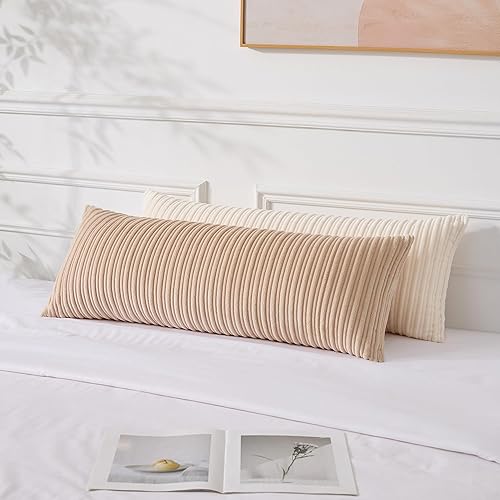Miniatura 545 de UGASA - Juego de 2 fundas de almohada de terciopelo a rayas, funda decorativa para cojín con cremallera oculta para el hogar, sofá, dormitorio,