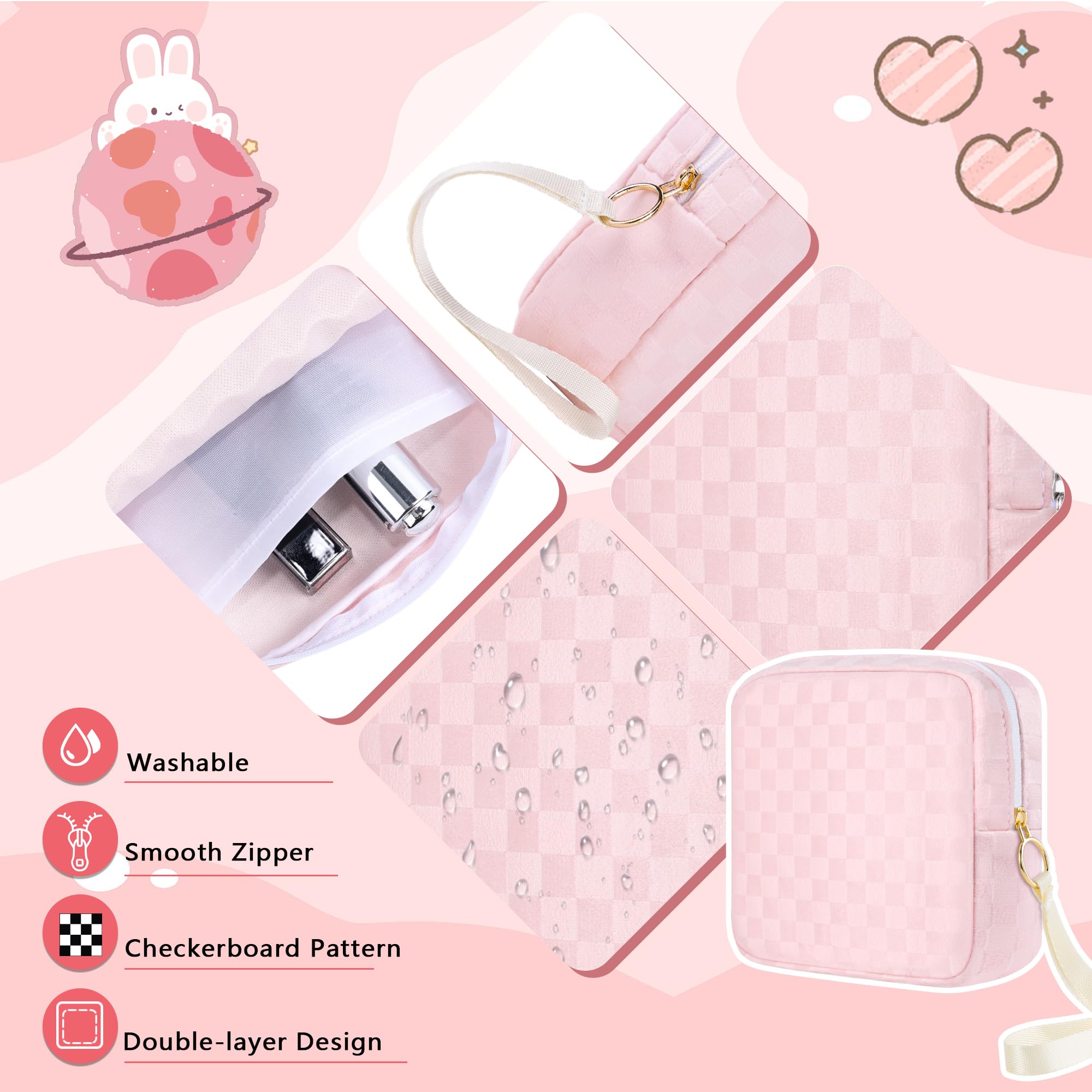 First Period Kit for Girls, 5.3" Checkered Tampon Holder for Purse, Menstrual Starter Tampon Bag Pad Pouch, Emergency Sanitary Napkin Storage Bag Teen Period Kit Gifts for Tweens