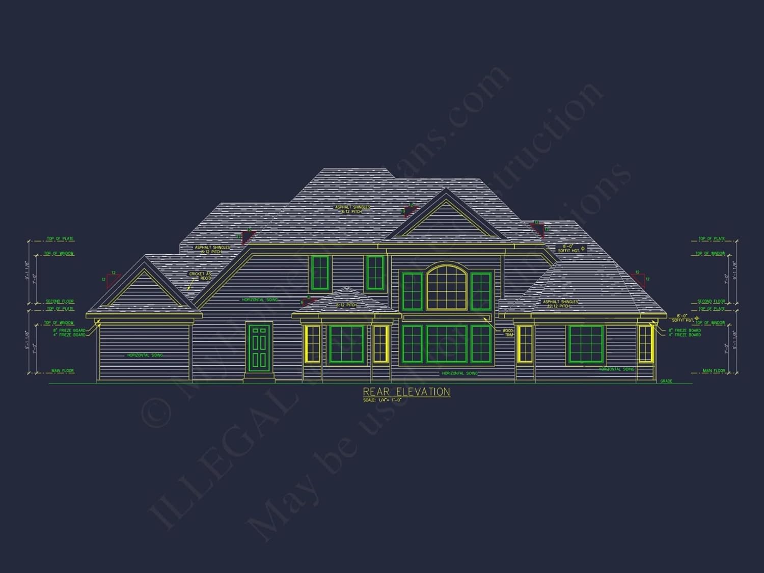 10-1525 HOUSE PLAN - Elegant House Plan with 2-Story Design and Detailed CAD Blueprint