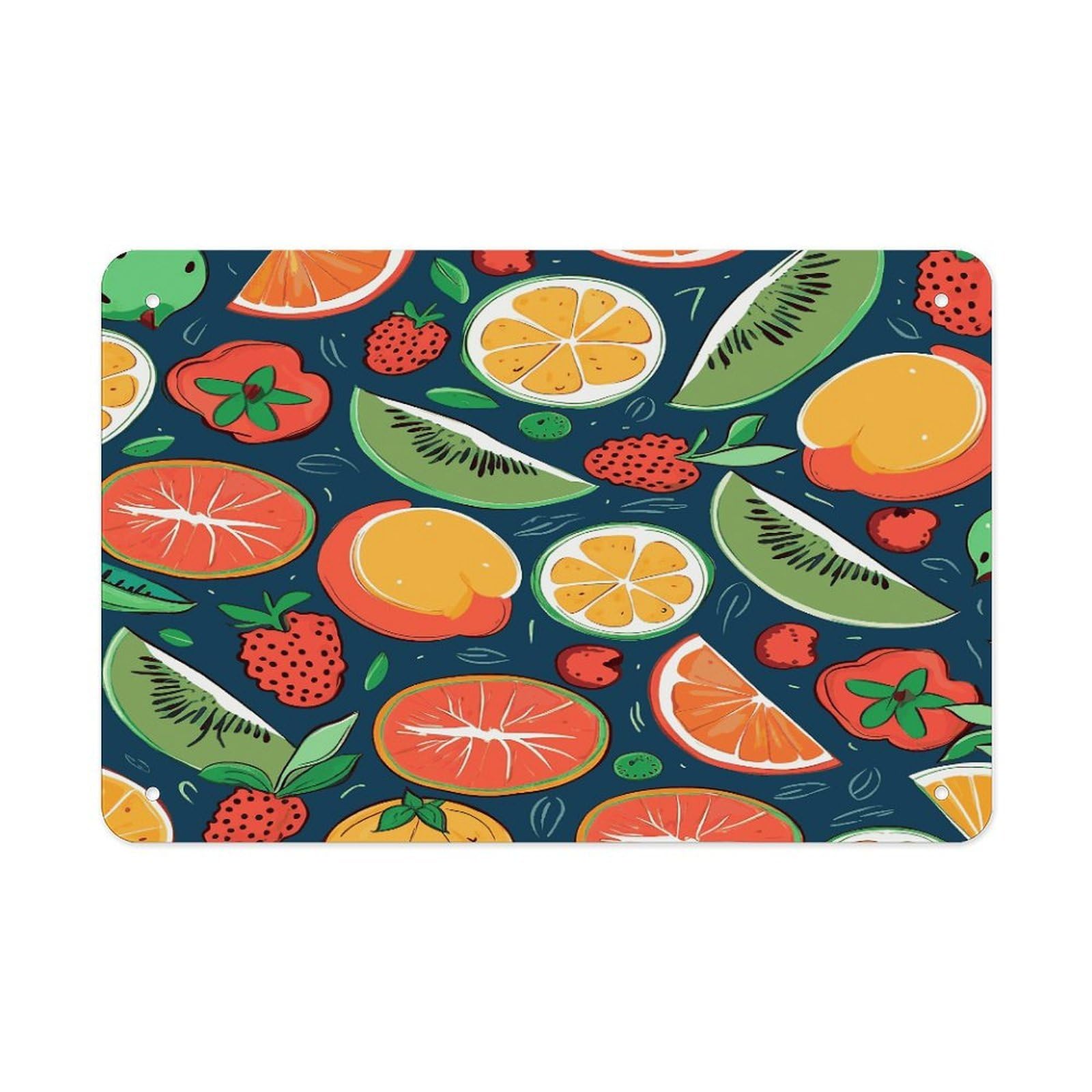 Fekiloot Style Fruits Pattern Metal Signs Wall Art Tin Sign