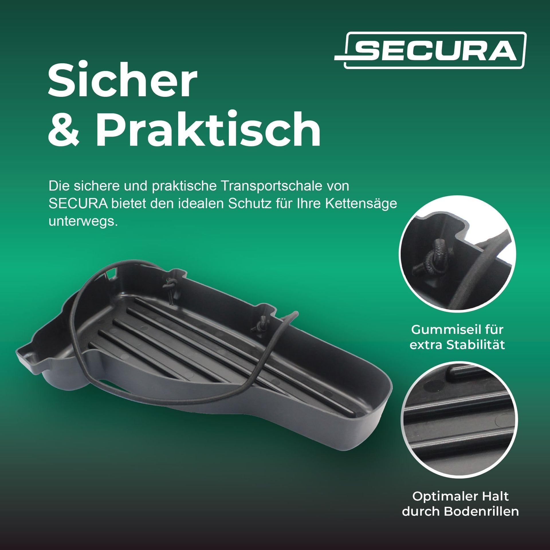 SECURA Transportschale Kettensäge Transportbox Wanne kompatibel mit Stihl Dolmar Husqvarna