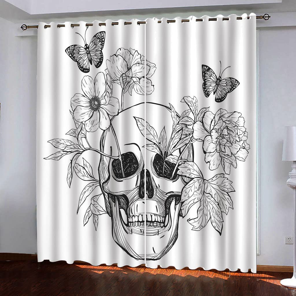 Isoler du froid avec le rideau occultant crâne 140x260 cm pour salon